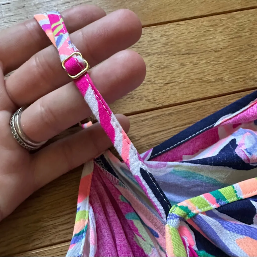 Lilly Pulitzer Alanna Dress Floral Bright Navy Tipping Point Womens Medium - Image 9