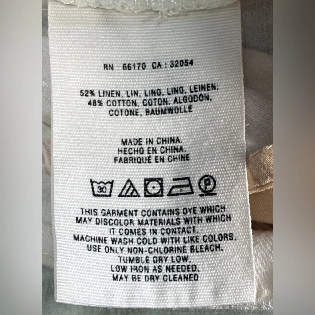 Pilcro The‎ Letterpress Linen Cotton White Wide-Leg Pants Size 12 EUC - Image 4