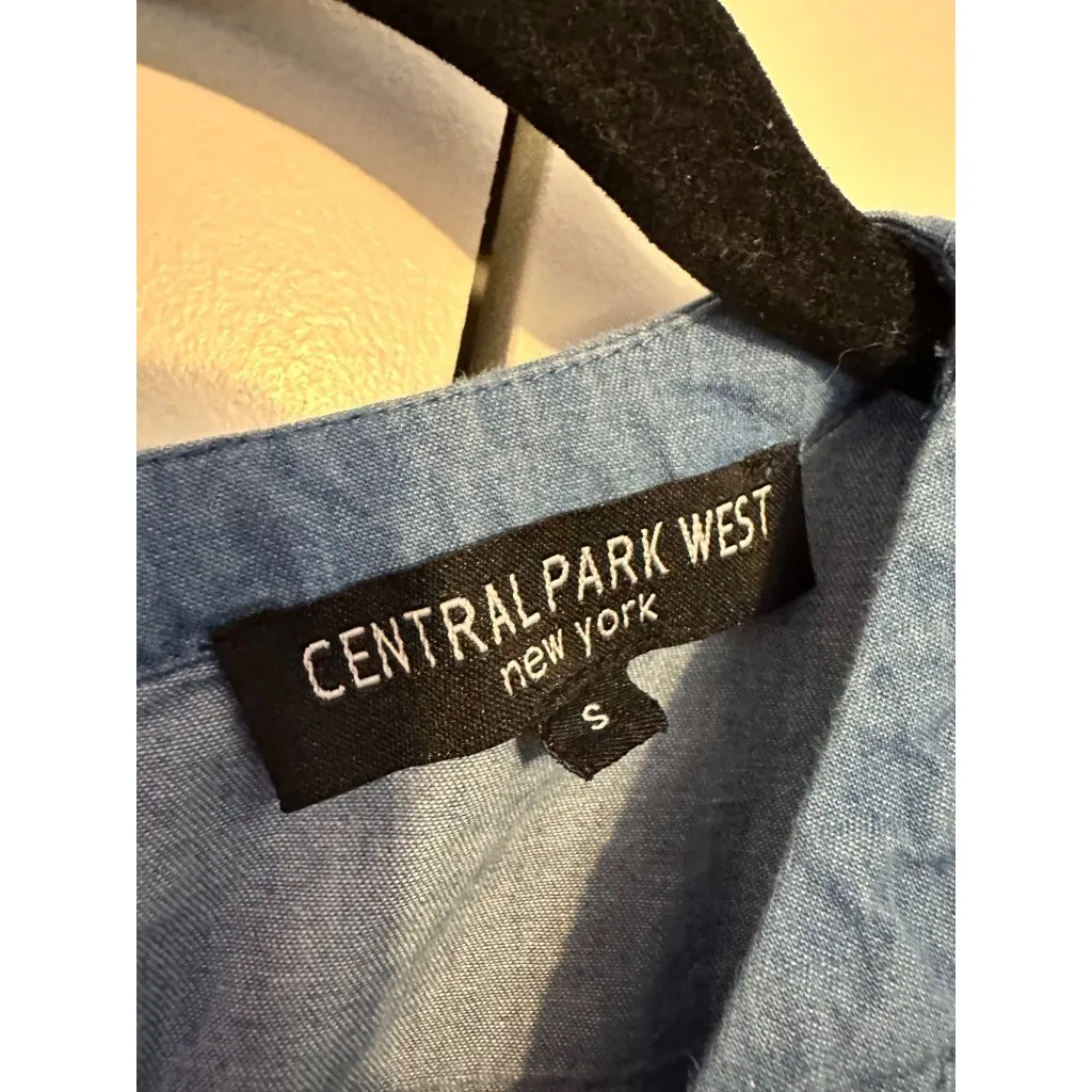 Central Park West denim chambray and embroidery‎ blouse S - Image 3