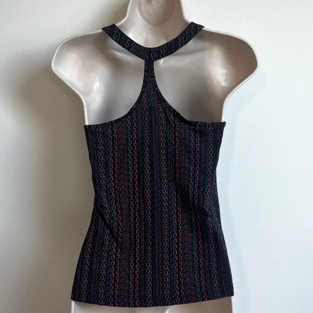 Sparkle + Fade scoop neck racerback color stripe tank top black orange green - Image 4