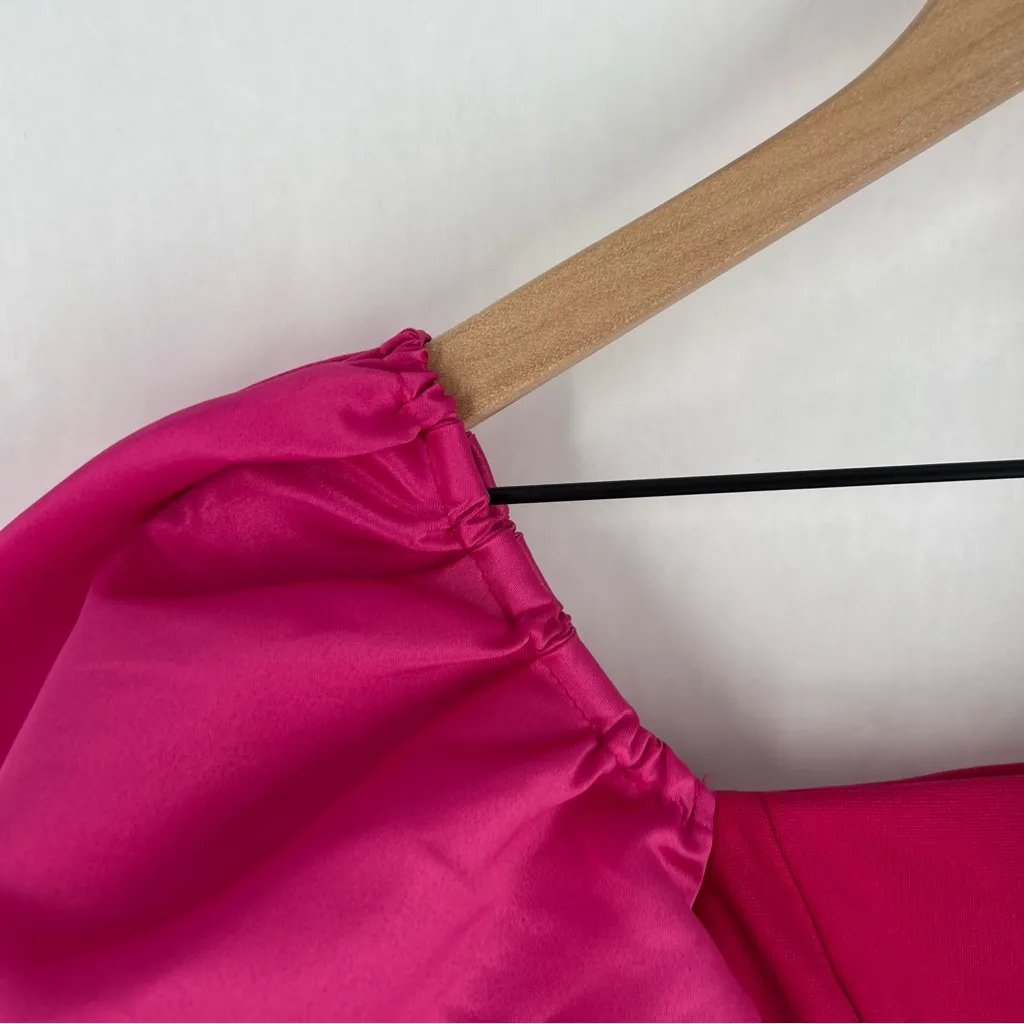 AEL Amy‎ Enjoy Life Square Neck Puff Sleeve Crop Top Pink NWT Size XS - Image 3