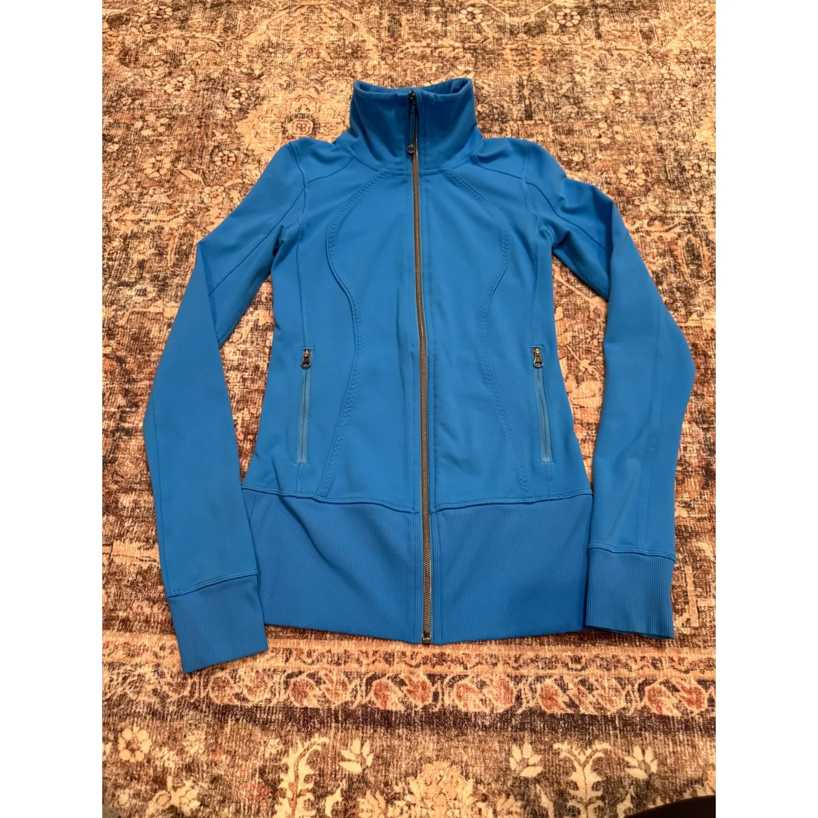 Lululemon Asana Zip Up Jacket Womens 2 Blue Fitted Athleisure Yoga - Image 2