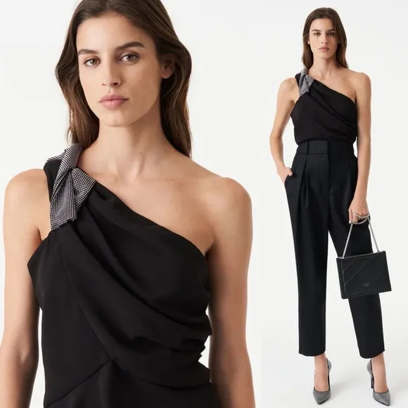 IRO Tacoma One-Shoulder Top with Rhinestone Accent in Black, NWT, Size 32 - Image 2