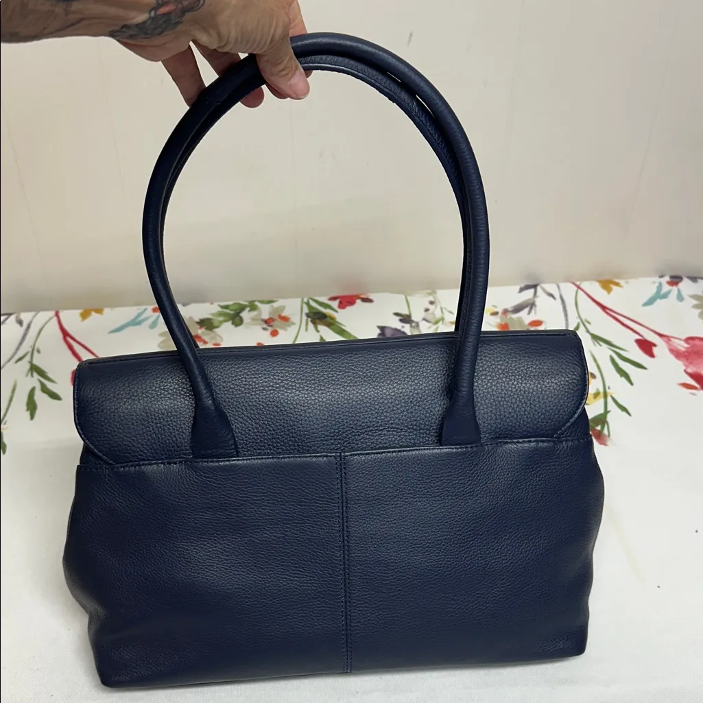 RADLEY LONDON In Bloom Midnight Blue Italian Leather Tote with Dustbag - Image 5