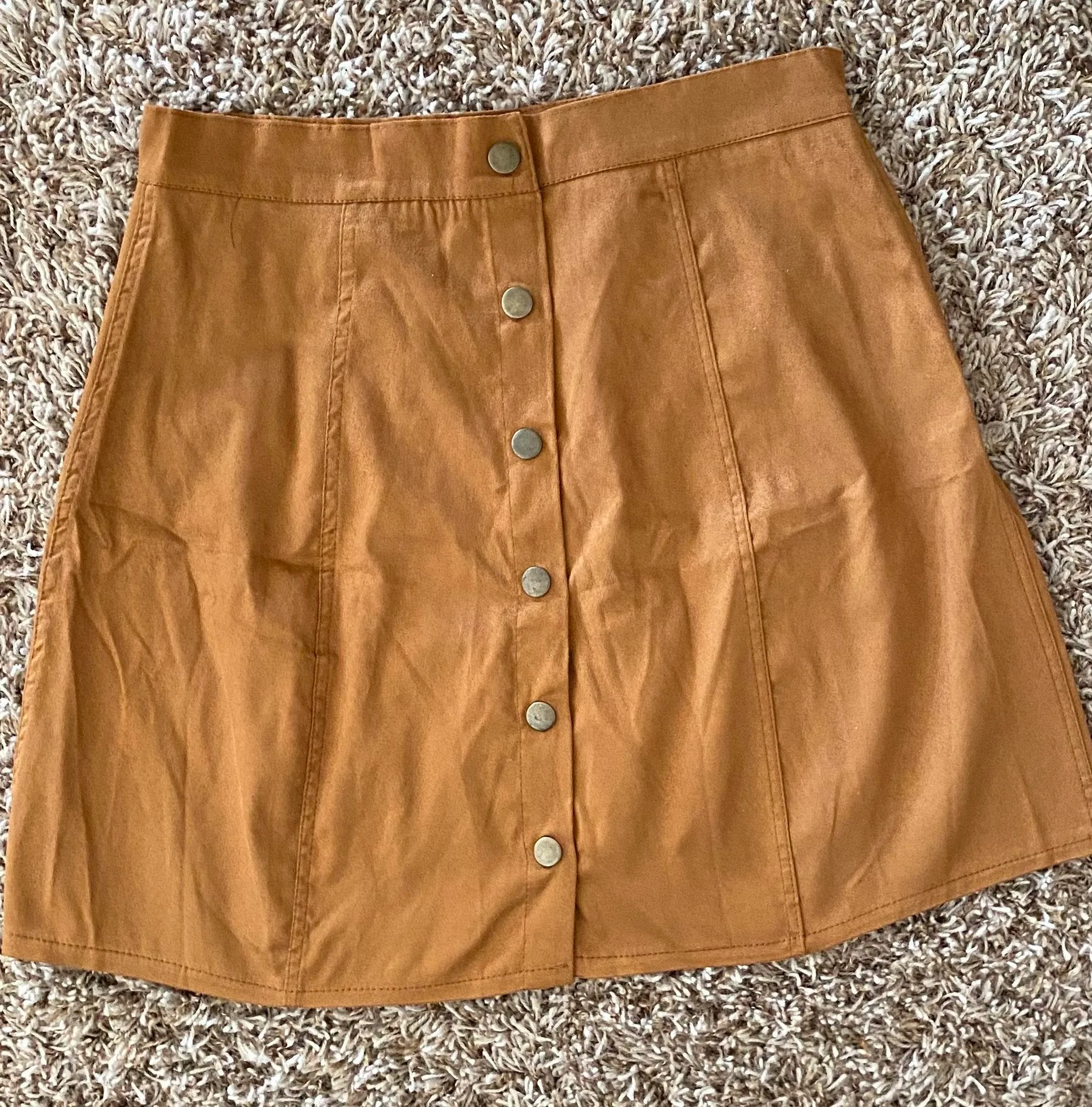 Faux Suede Skirt Tan - Image 5