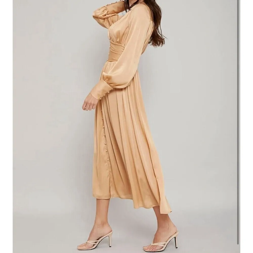 Maxi dress modern ball women gowns gold casual romantic chic flowy Moft L. Size L - Image 3