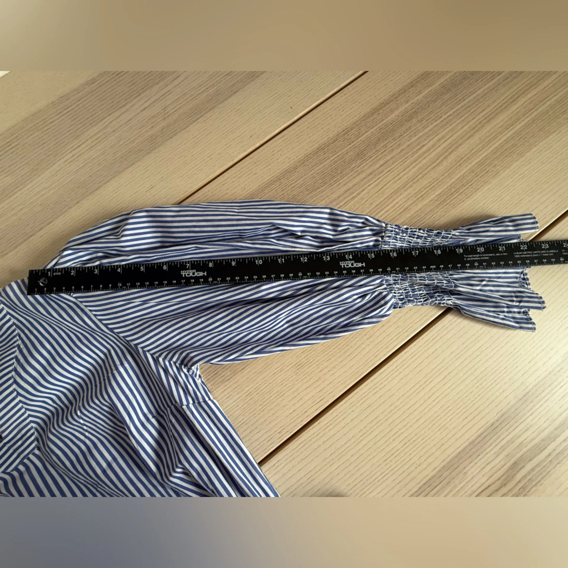 Ivy City Co Blue and White Striped Midi Dress pocket size XS - Image 11