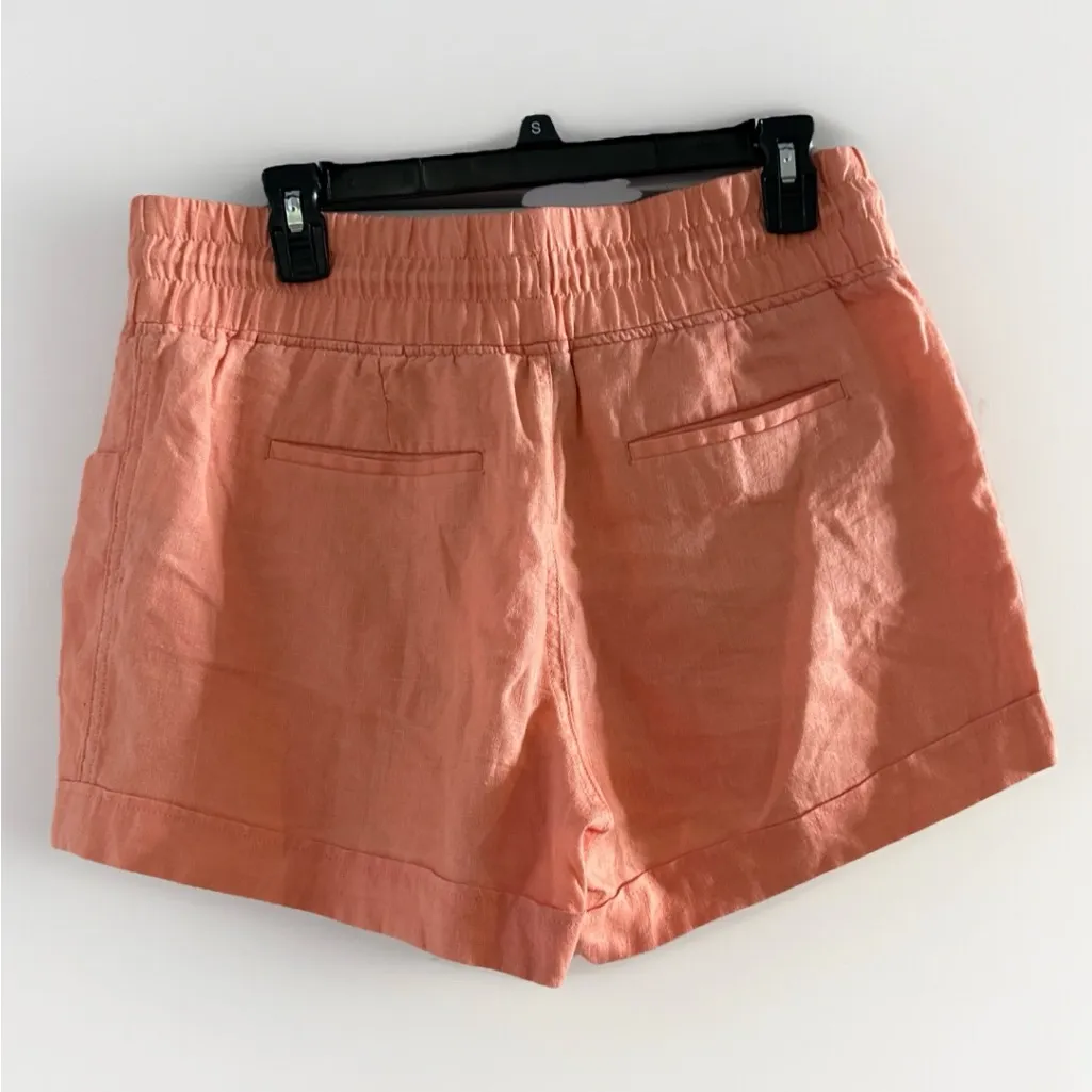 Athleta Shorts Cabo Linen 4” Gray 100% Linen Pull On‎ Drawstring Closure Size 10 - Image 6