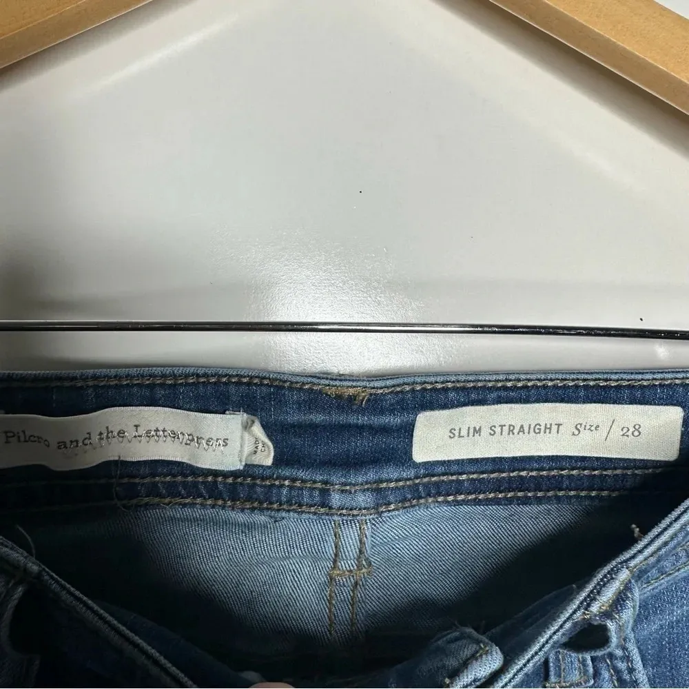 Pilcro and the Letterpress Anthro Mid-Rise Embellished Slim Straight Jeans 28 - Image 8