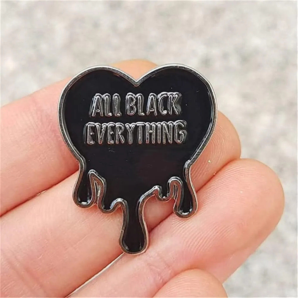 All Black Everything Black Heart Drip Enamel Pin - Image 2