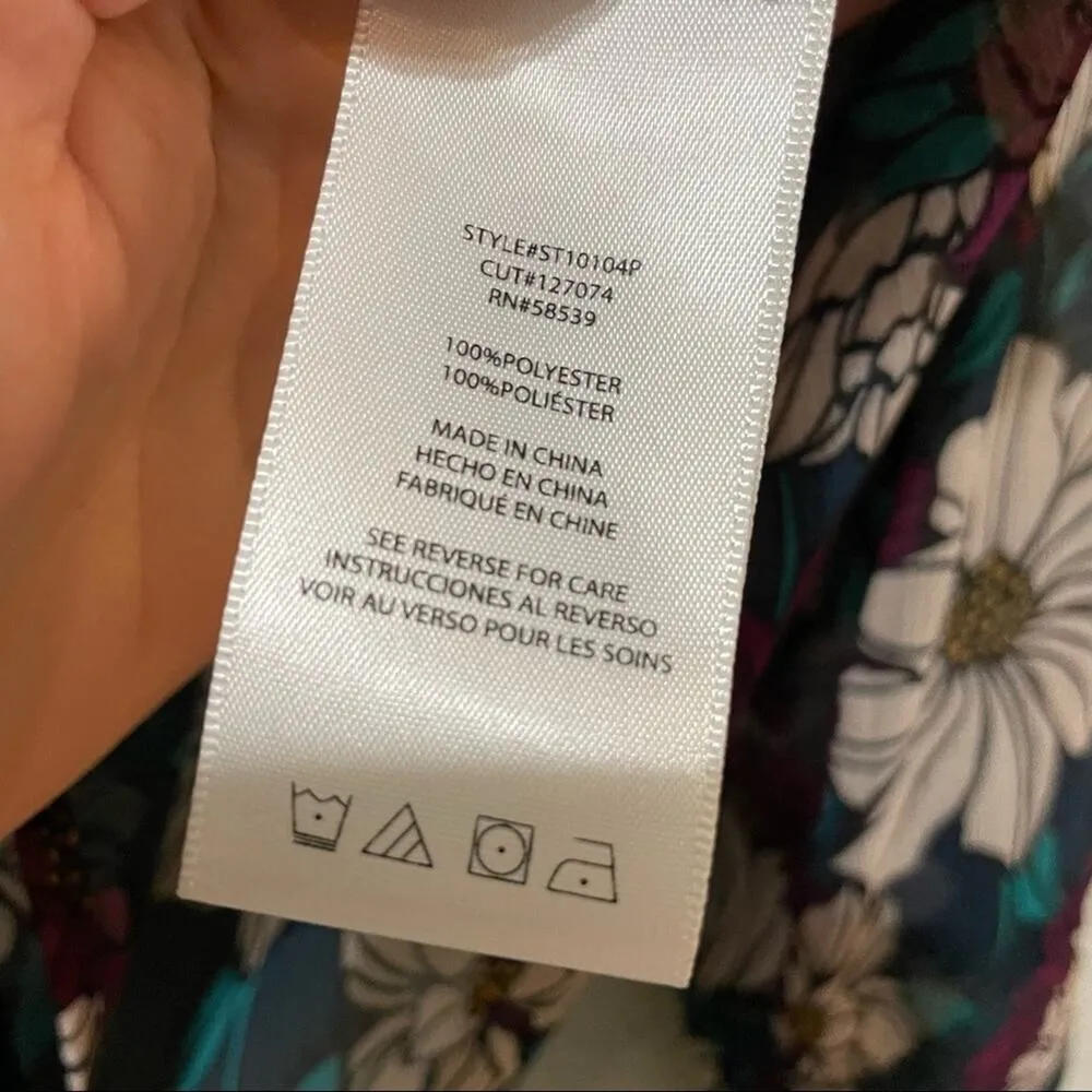 Kut From The Kloth Burgundy Green & Cream Floral Sheer Blouse Womens MP Fall - Image 4