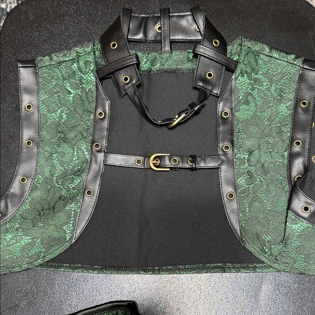 NWT Charmian Corset Jacket Belt Bag Set Emerald Green Lace Size Medium - Image 3