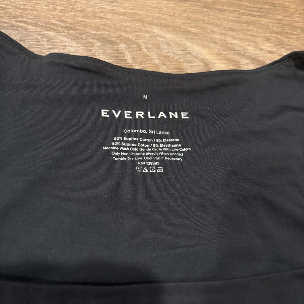 Everlane Long-Sleeve Supima® Square-Neck Bodysuit Black Minimalist Staple – Med - Image 3