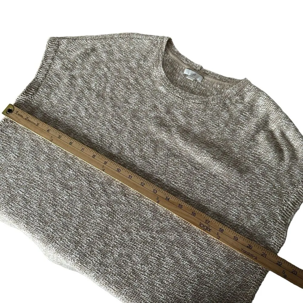 J Jill Cap Sleeve Neutral Knit Top Size S Minimalist BOHO Quiet Luxury Old Money White - Image 12