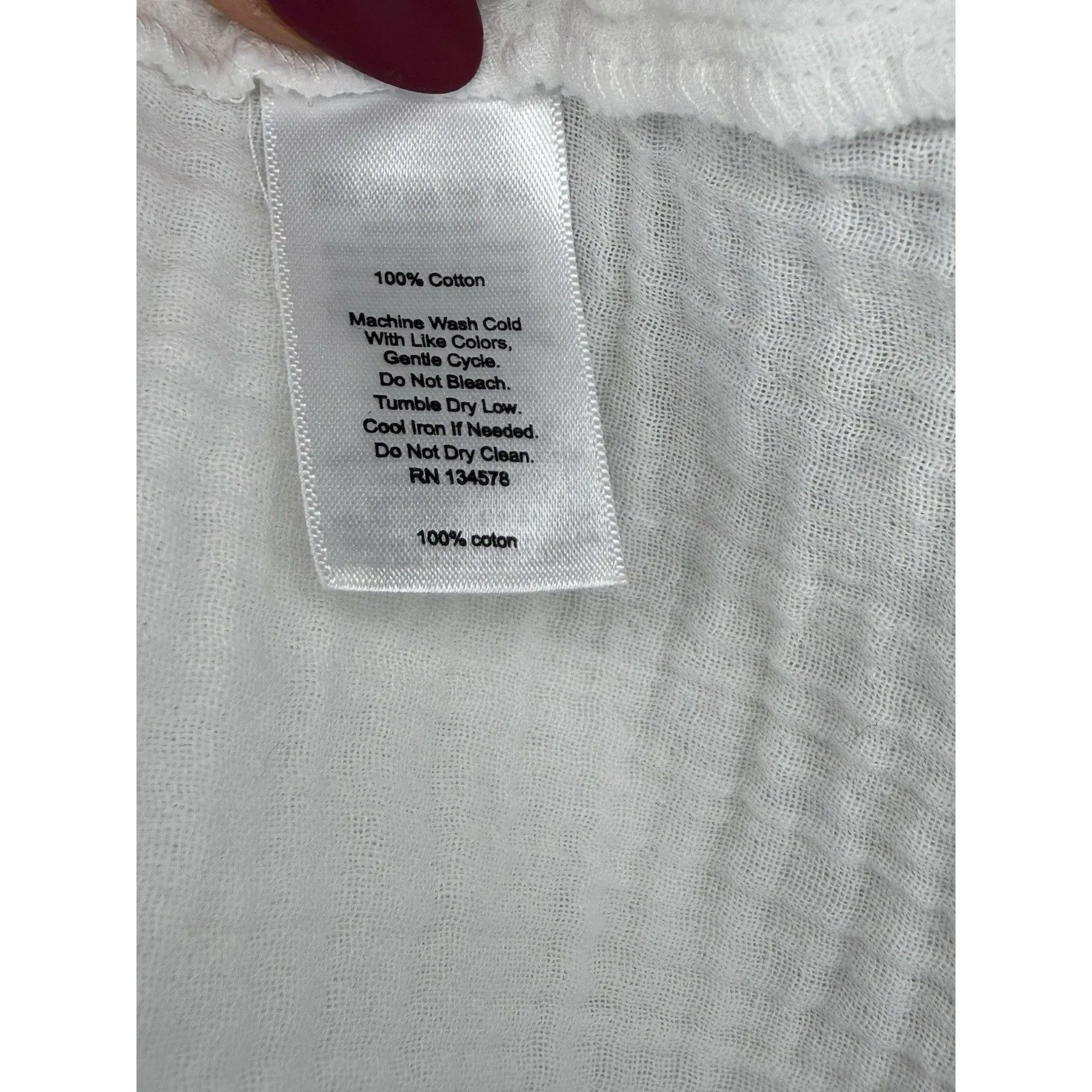 Vineyard Vines White Gauze Split Neck 3/4 Sleeve Tunic Top Small S 100% Cotton - Image 4