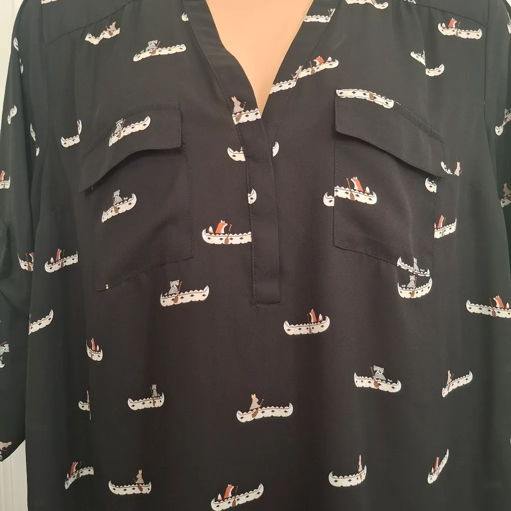 Torrid Sz 1 Black Printed Women's Top - Image 11