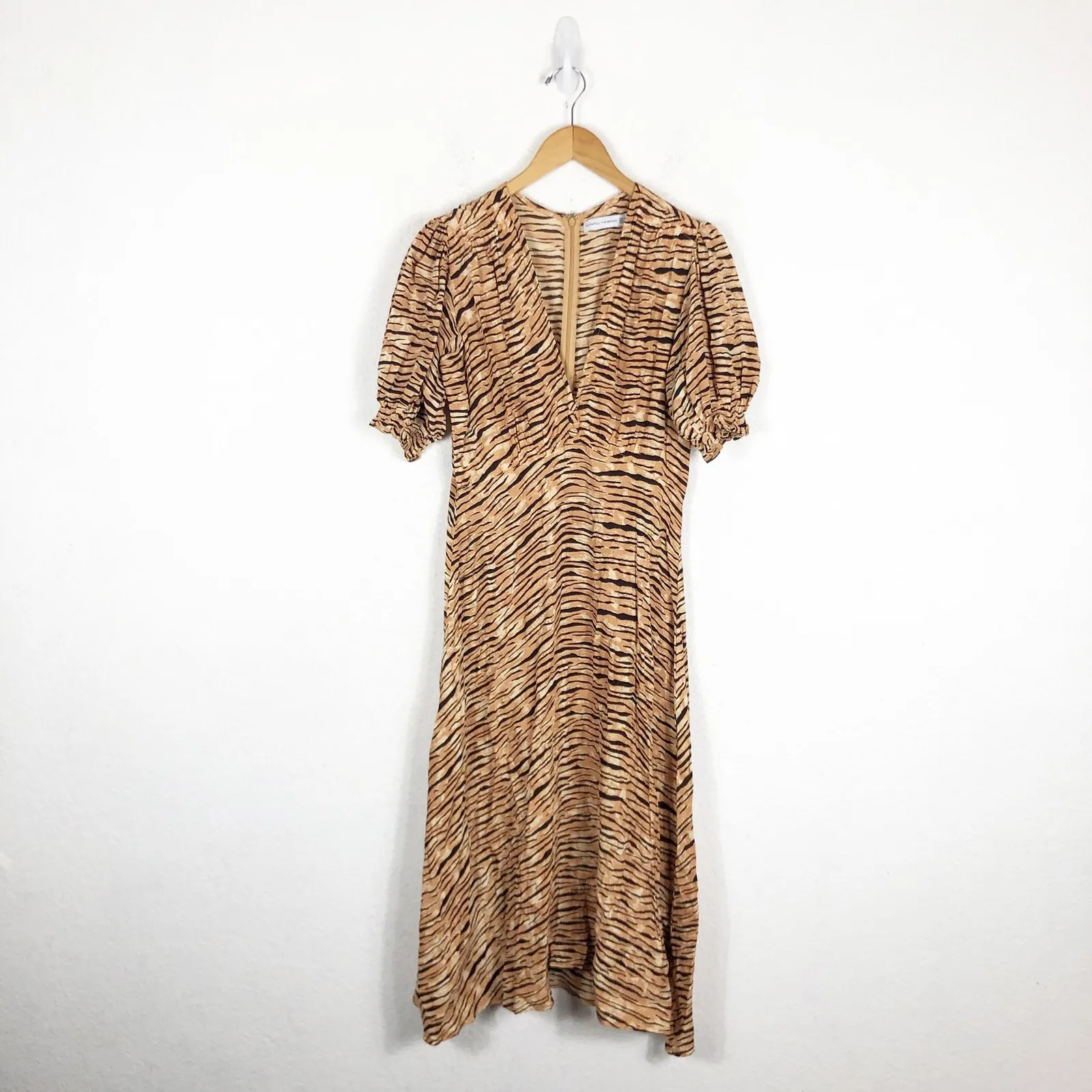 Faithfull the Brand Marie Louise Midi Dress Medium Wyldie Animal Print Boho - Image 4