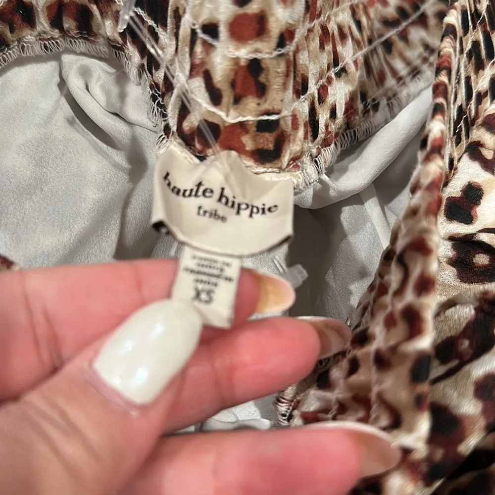 HAUTE HIPPIE TRIBE LILLIAN ANIMAL PRINT PULLON ELASTIC WAIST WIDE LEG PANTS XS - Image 5