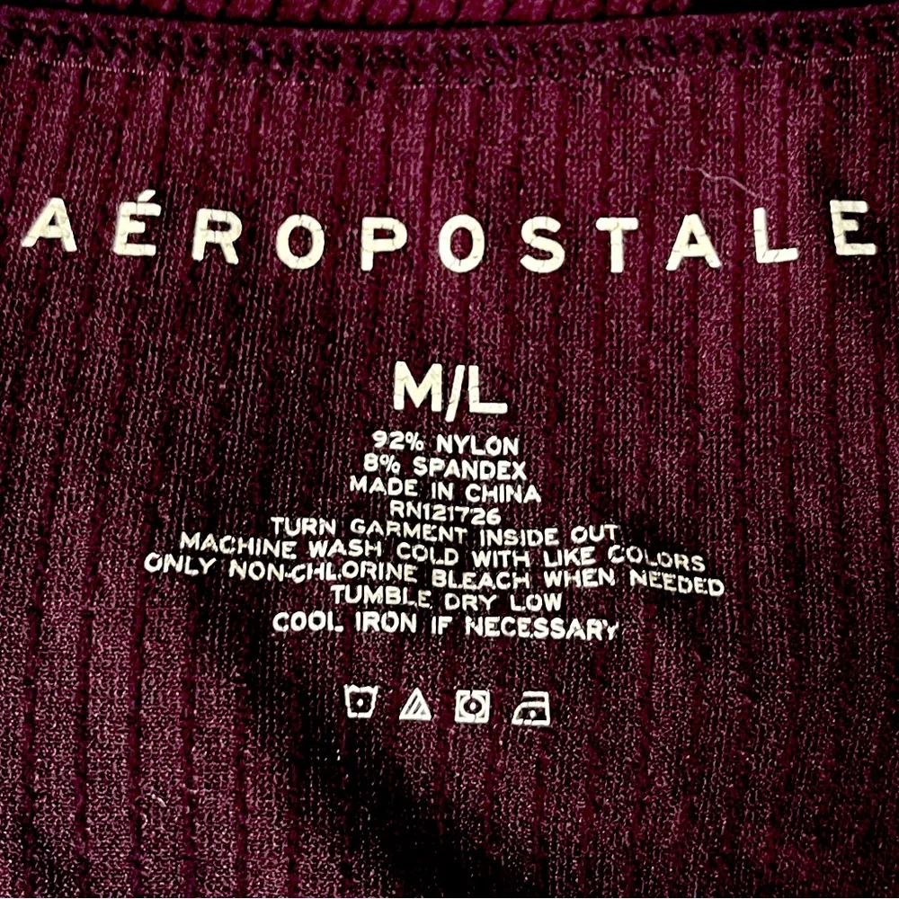 Aeropostale Ribbed Spaghetti Strap Tank Top Dark Magenta Burgundy Size M/L - Image 5