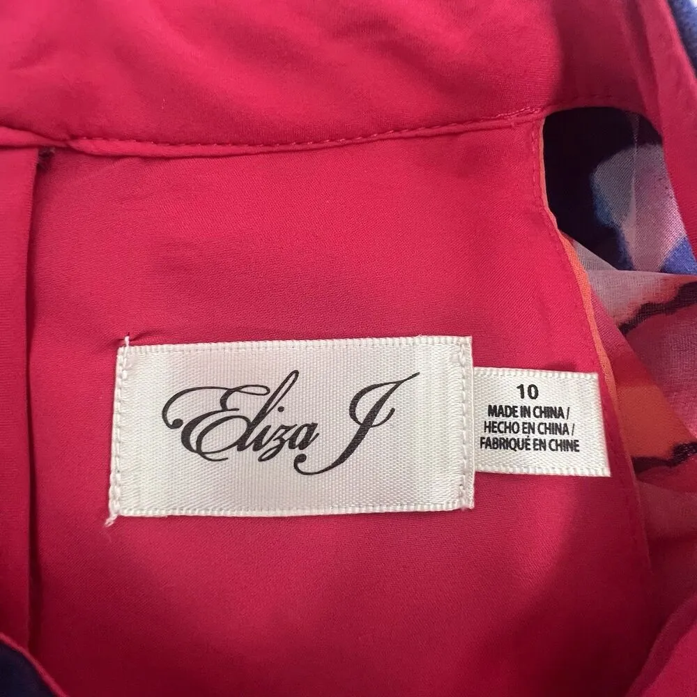 Eliza J Floral Halter Neck Popover High/Low Dress Pink Multicolor Mock Size 10 - Image 8