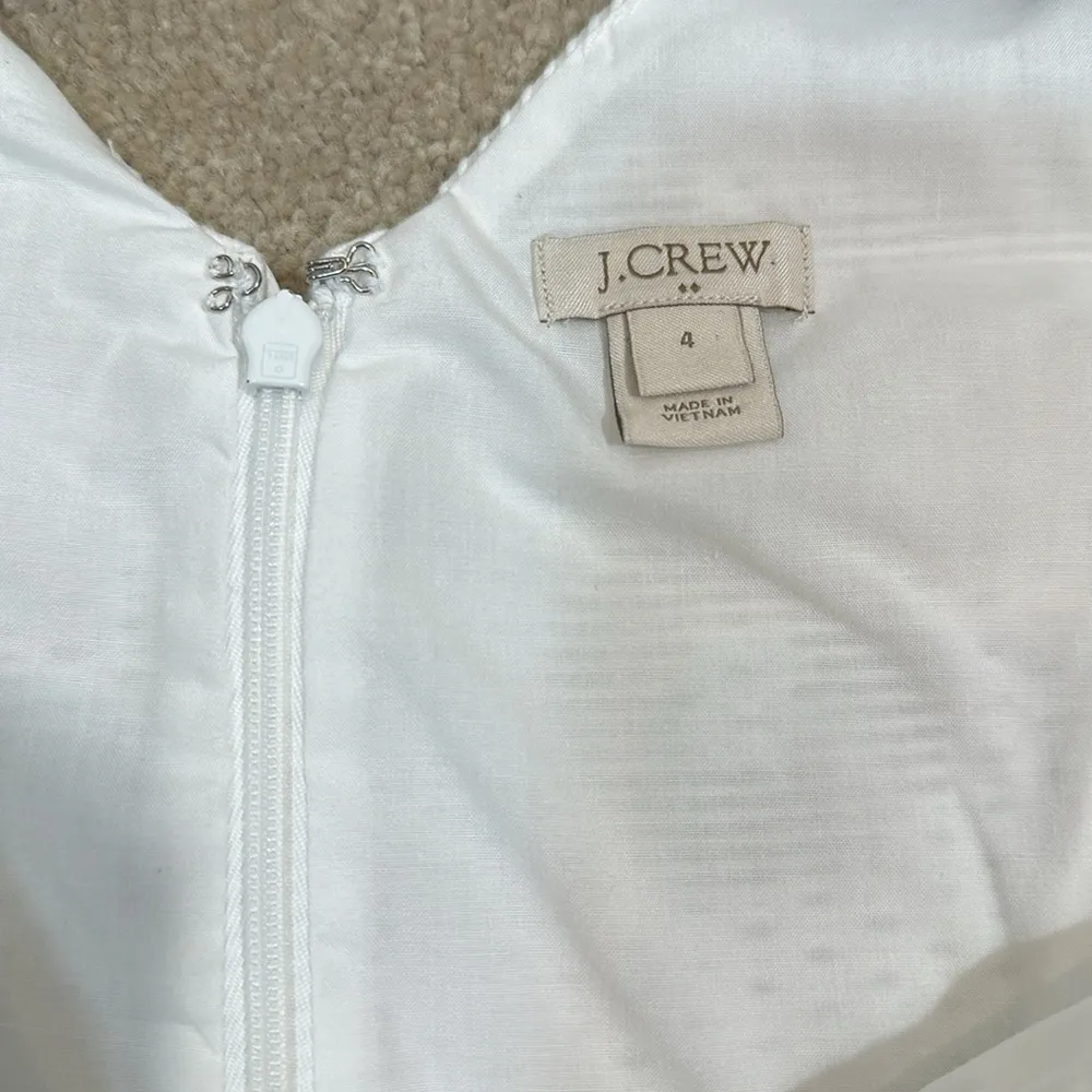 J Crew White Jacquard Mini Lined V-Neck Flirty Preppy Bridal Reception Dress 4 - Image 7