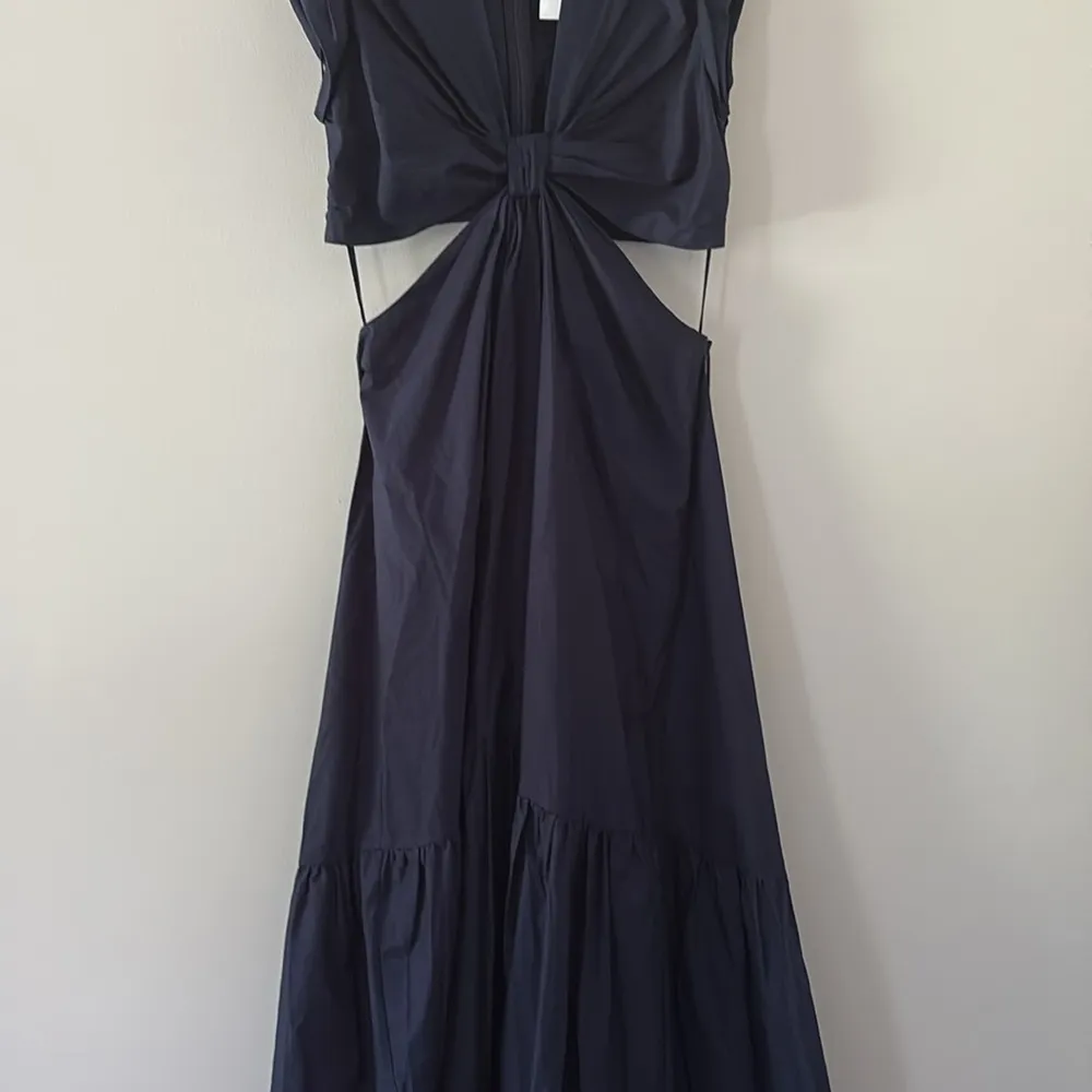 A.L.C. Alexandria Cotton Midi Dress Cap Sleeves Cutout Navy Size 8 - Image 5