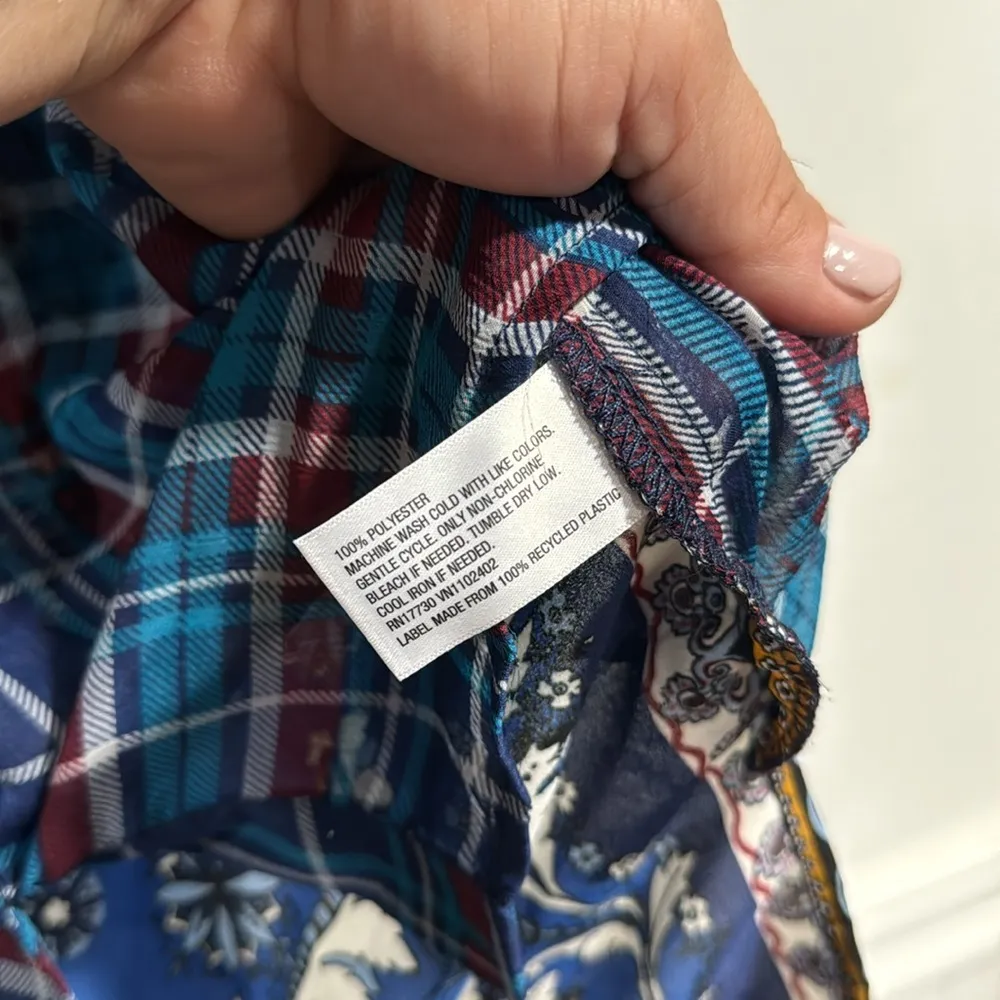 Xhilaration tabk top semi sheer plaid mandala large vintage y2k - Image 5