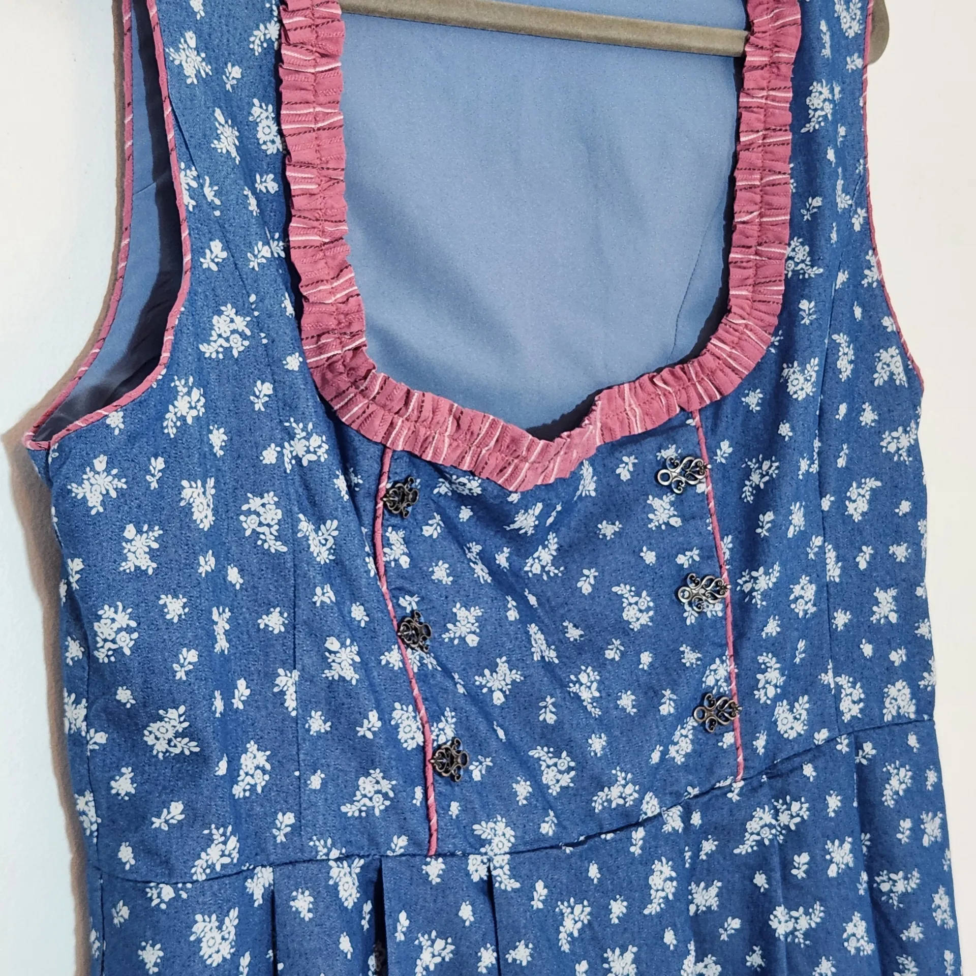 Scarlet Darkness Blue Dress with Pink Ruffle Trim Size L Size L - Image 5
