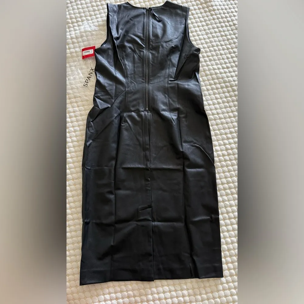 SPANX Black Faux Leather Sheath Dress 
Size M original Price $228 - Image 11