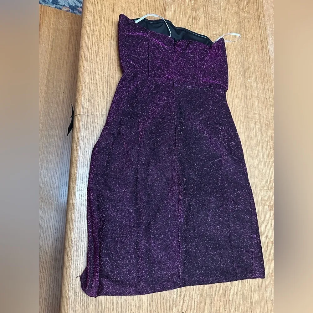Lulu’s NWT Sensational Shine Purple Strapless Mini Dress corset top w/boning SM - Image 10