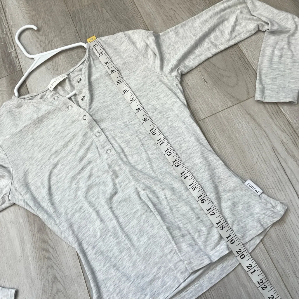 Kookai Pajama Top henley long sleeve womens Gray (size 4) loungewear stretch - Image 6