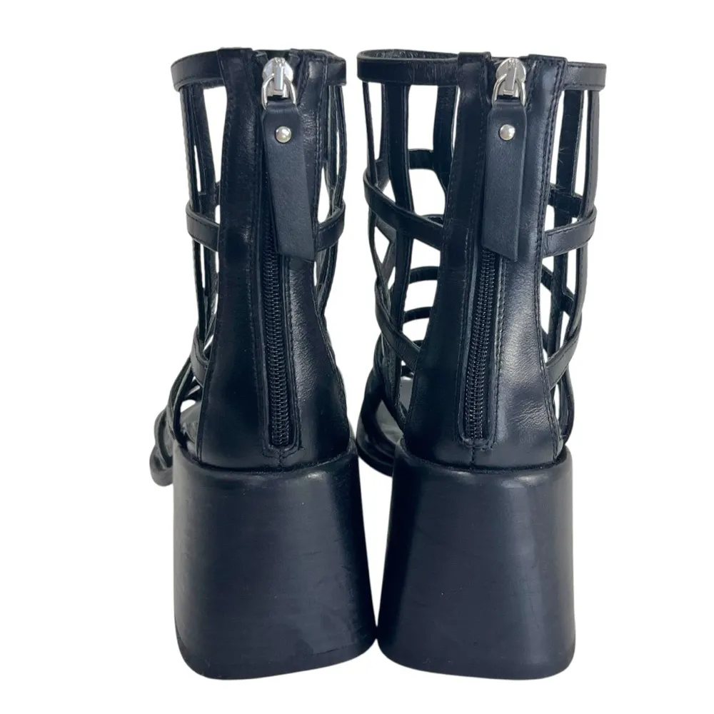 Vic Matie Vero Cuoio Cage Effect Open Toe Leather Calfskin Ankle Boot Sandal Black Size 7 - Image 12