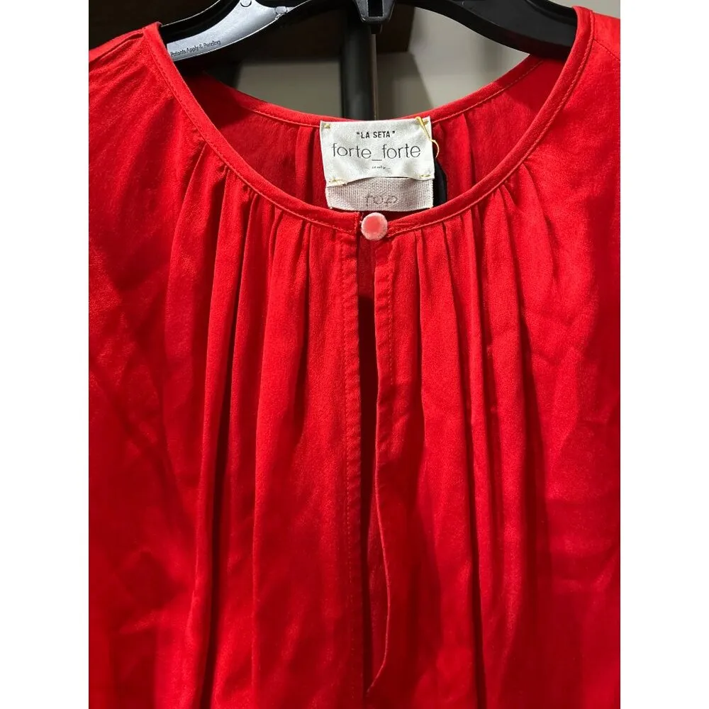 FORTE FORTE Silk Tie Waist Top Corazon Red Womens Size 0 US 2 - Image 7