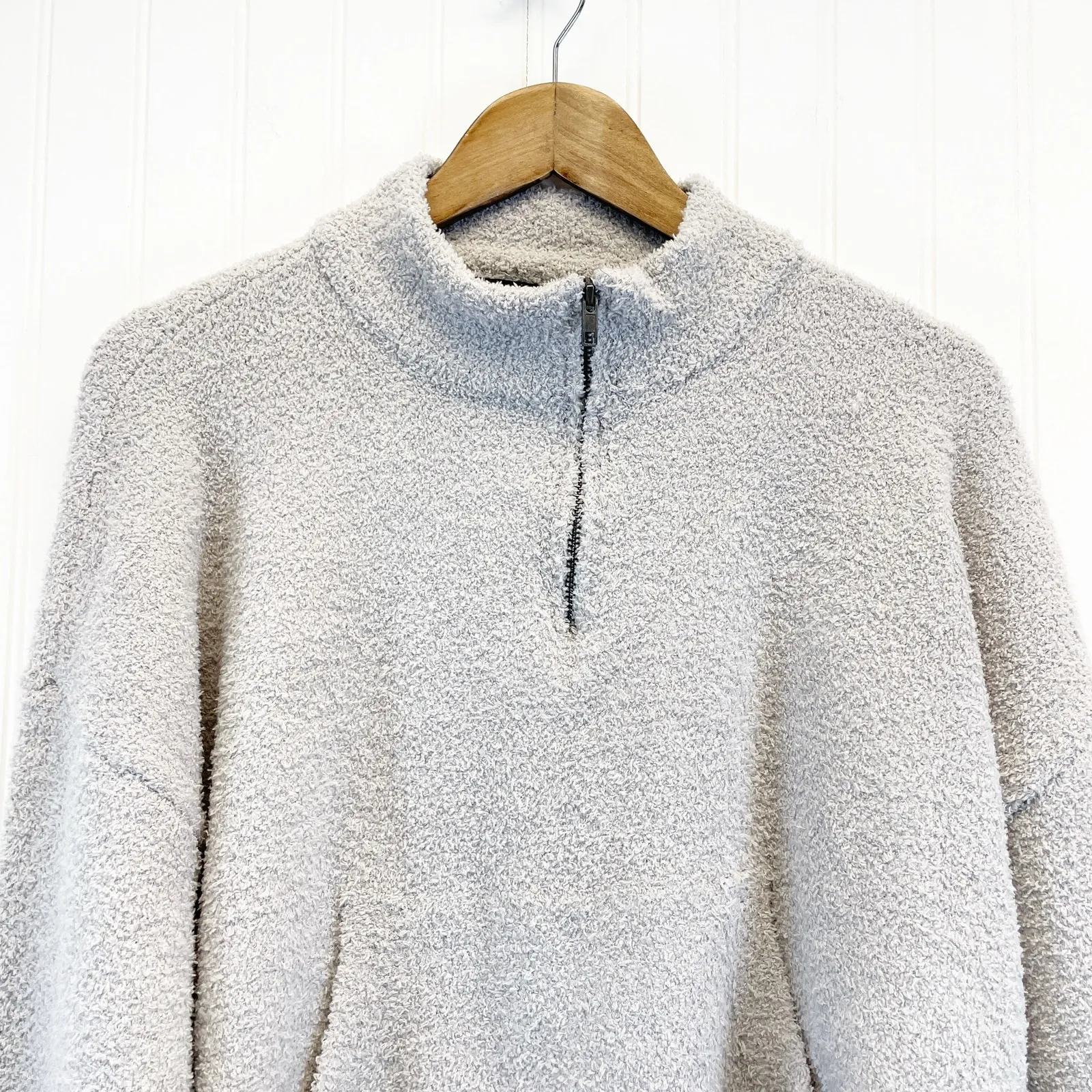 RDI Womens L Cozy Half Zip Pullover‎ Top Sweater Stretchy Light Gray Soft - Image 4