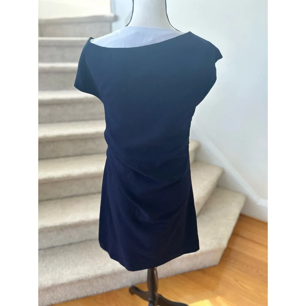 Tyler Boe Deep Navy & White Off the Shoulder Sheath Dress Blue - Image 3