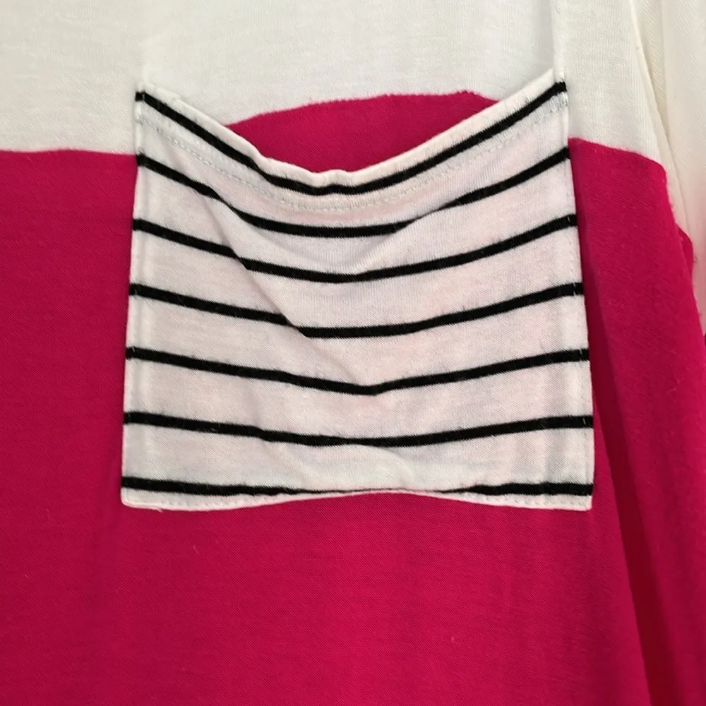 Fuchsia Black and White ColorBlock Top Pink - Image 3