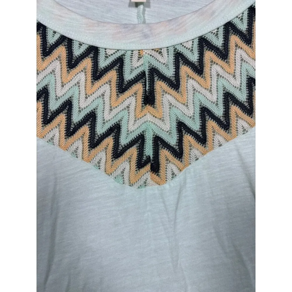 Umgee Women's Boho‎ Zigzag Chevron Crochet Top Sz M T-Shirt Casual - Image 3