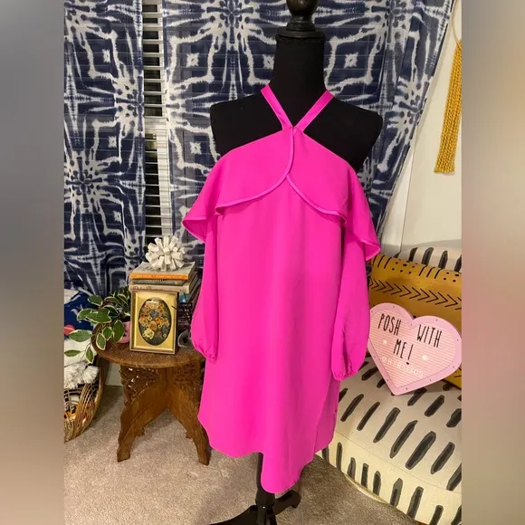 NWOT Lilly Pulitzer Abrielle Off The Shoulder Ruffle Mini Dress Dress Hot Pink - Image 2