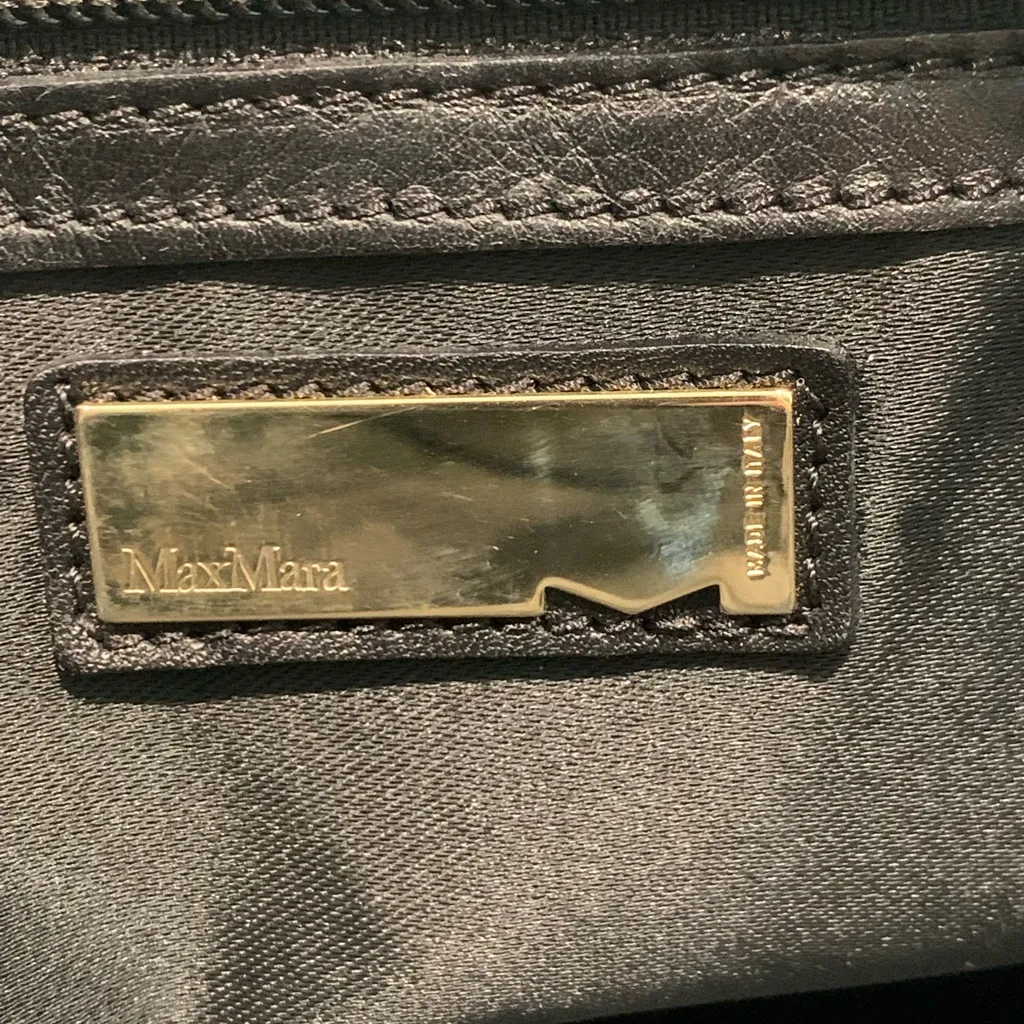 Authentic MaxMara Max Mara‎ black suede leather bag handbag - Image 9