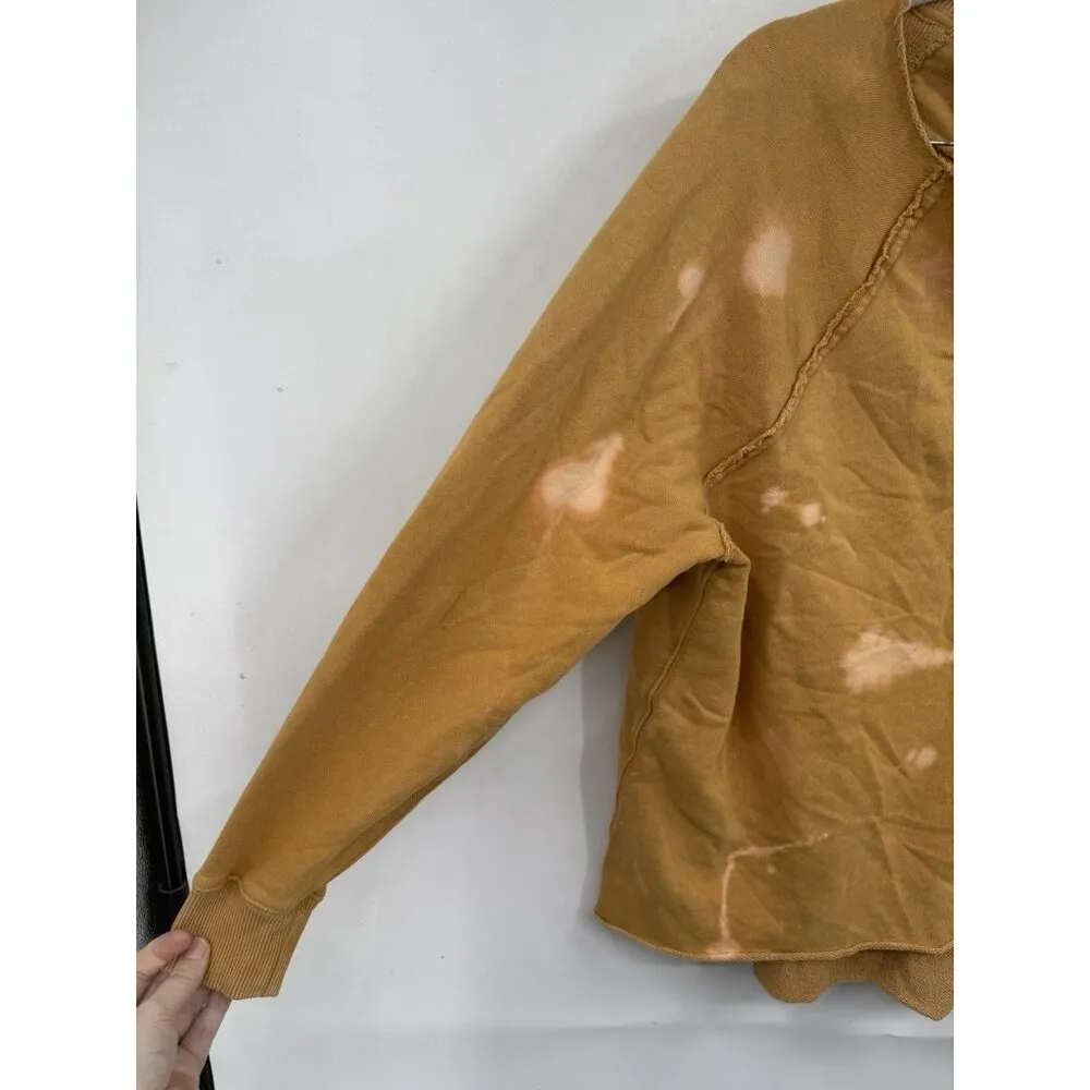 Aerie Distressed Bleached Sweatshirt Women Small Yellow Grunge Hobo‎ Punk Retro - Image 9