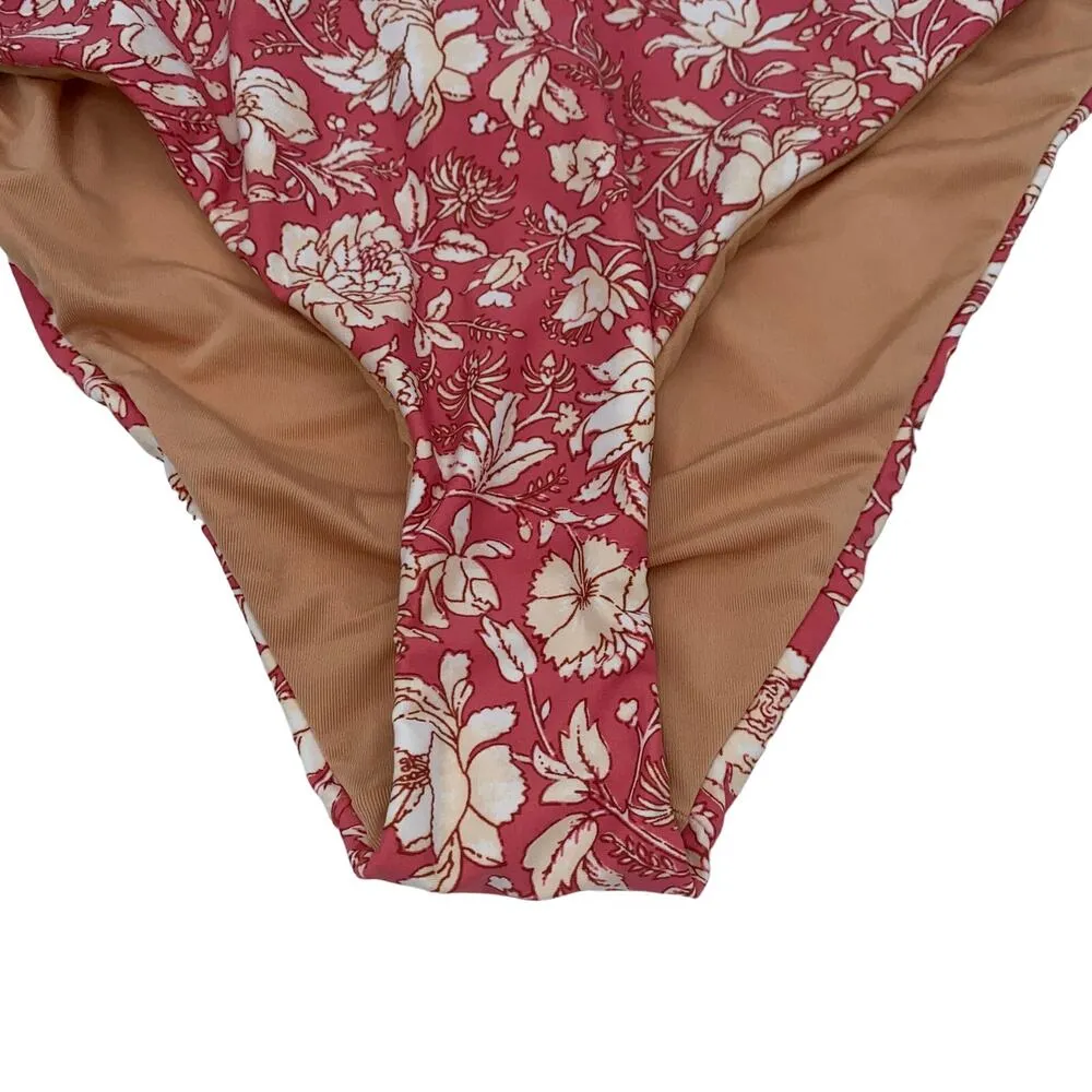NWT J. Crew Coral Pink Floral Cheeky Bikini Swim Bathing Suit Bottom Size 2X - Image 5