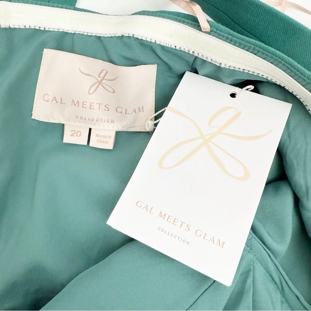 Gal Meets Glam Collection Nicole Sweetheart Square Neck Jumpsuit Green Wide Leg - Image 13