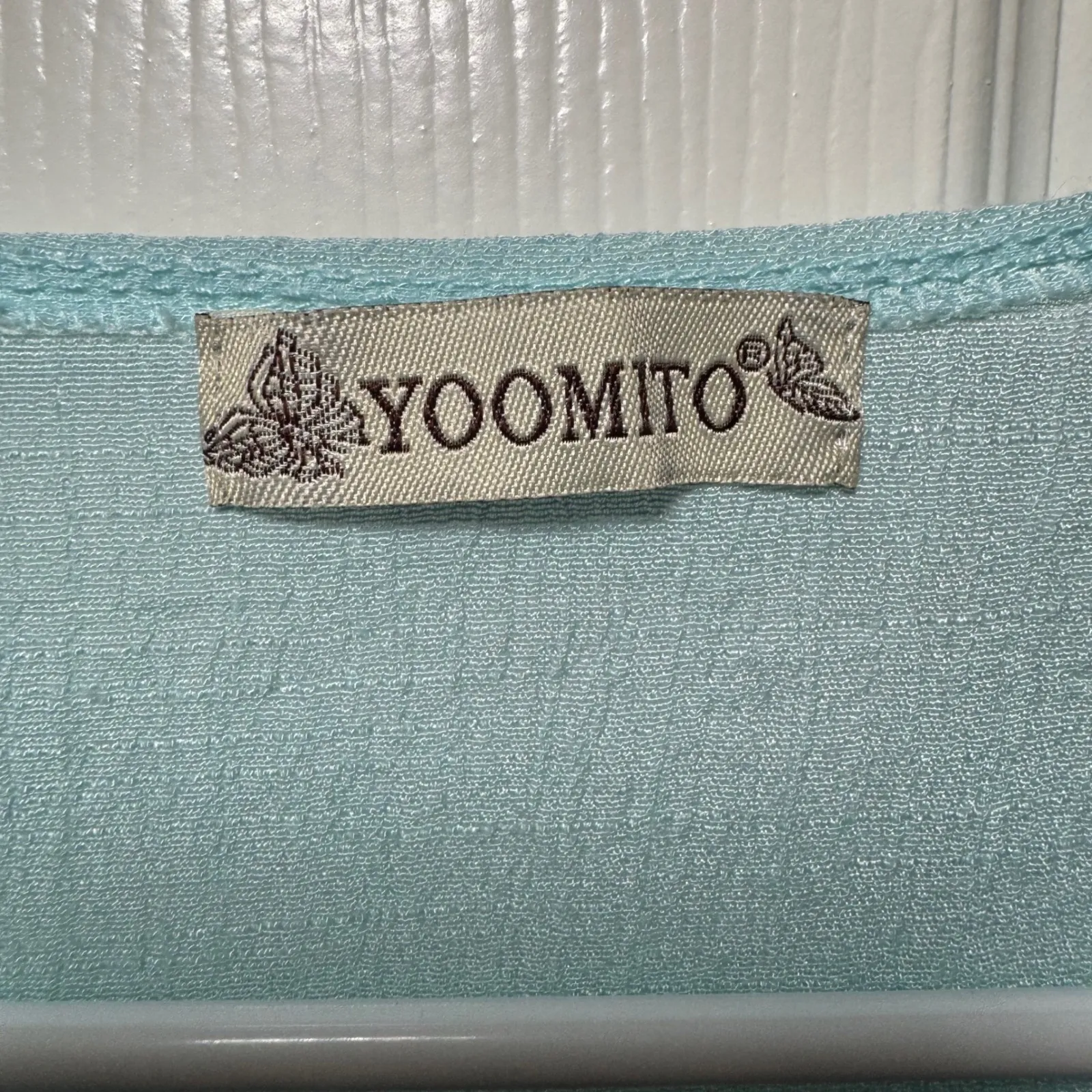 YOOMITO Womens Blue Crochet Butterfly V Neck Ruffle Hem Tunic Top Dress Sheet - Image 4