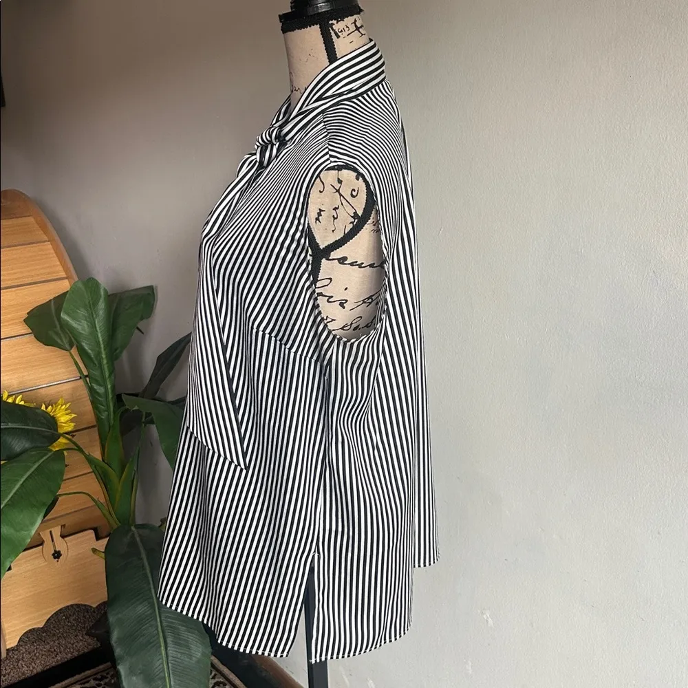 Ming Wang Sleeveless Striped Button Down Black White Blouse Size Large - Image 9
