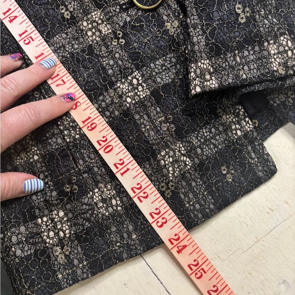 CHICO'S Jacket Size 0 Small Lacey Plaid Jacket Black 3/4 Sleeves - Image 6