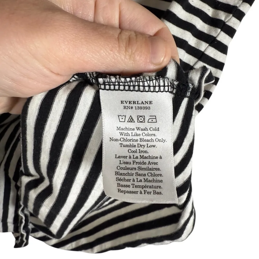 Everlane Women’s The Organic Cotton Crew Tee Black Bone Stripe XS - Image 11
