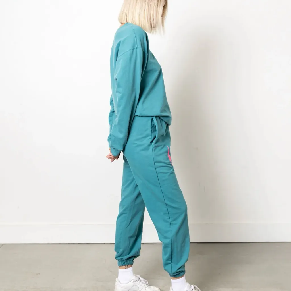 High Fitness, Bolt Sweatpants the color is Teal Size Medium Green - Image 6