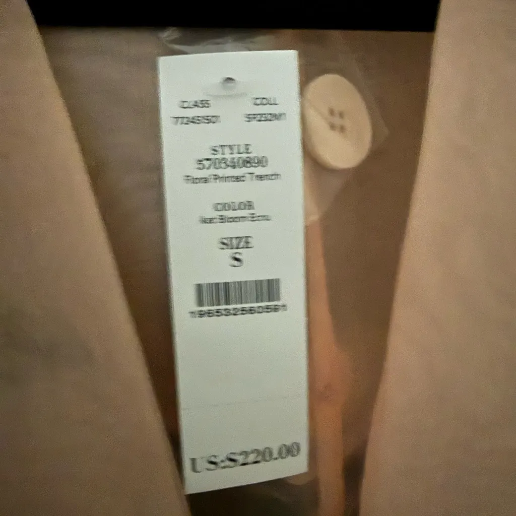 White House Black Market Sheer Floral Trench Coat Pink Organza Duster Size S - Image 6