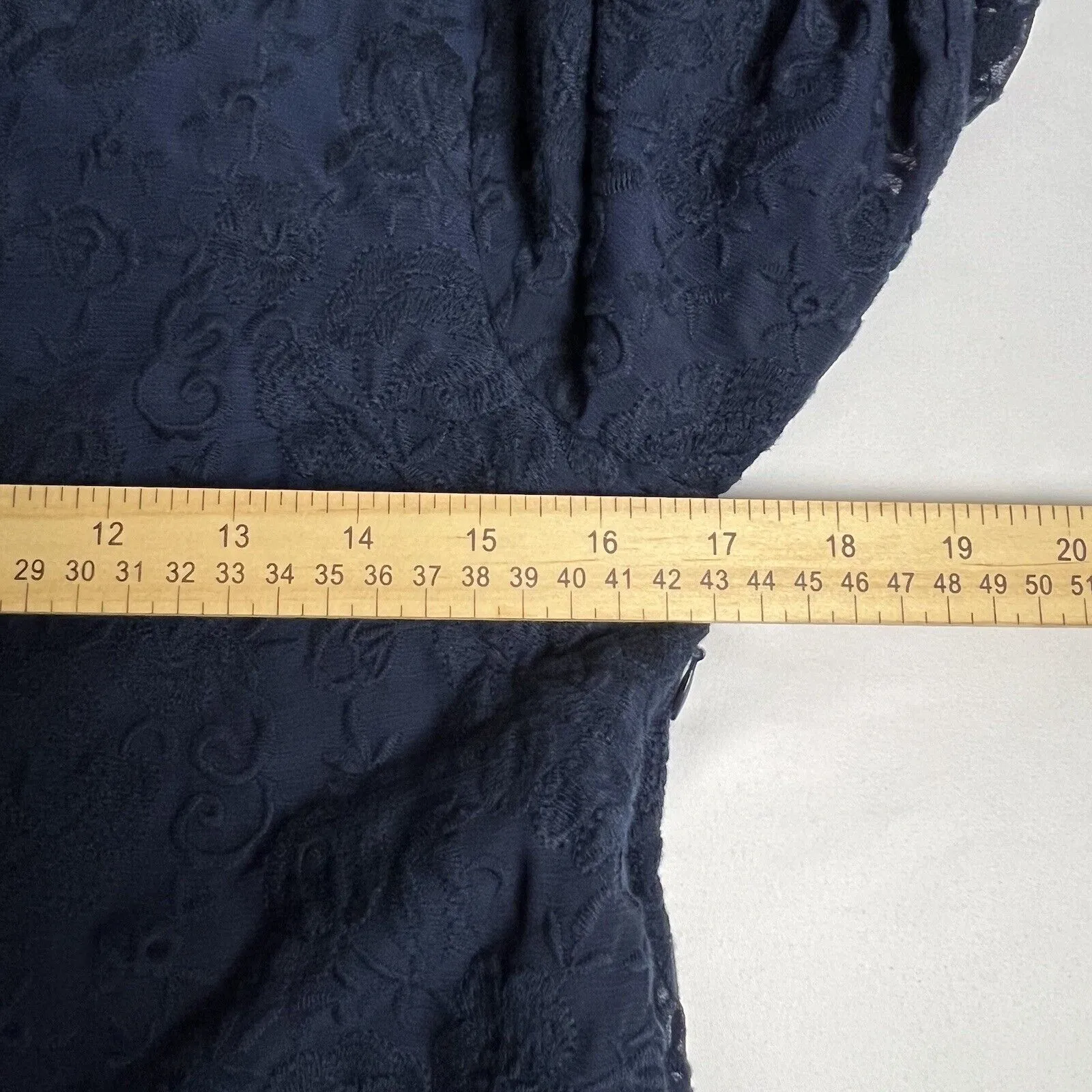 Madewell Floral Embroidered V Neck Dress Size 2‎ Navy Blue 3/4 Sleeve - Image 6