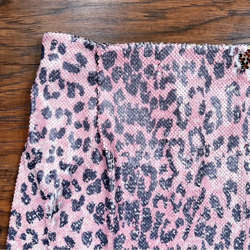 Free People • Sequin Mini Skirt pink cheetah leopard print animal FP One - Image 5